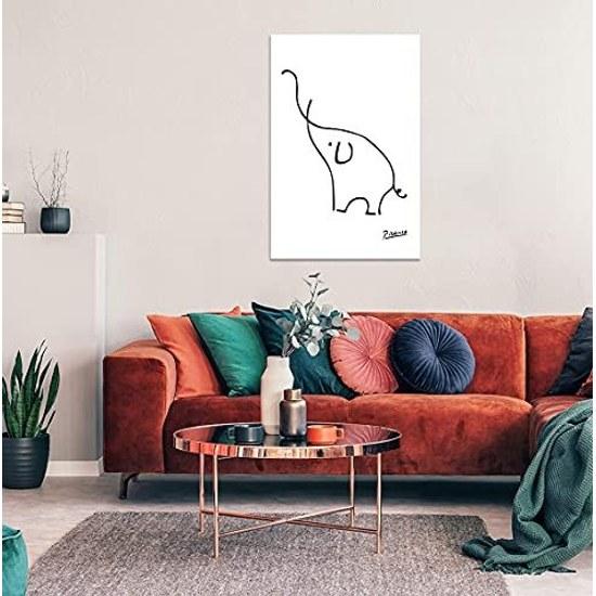 Art Panel Picasso Poster Painting Elephant Interior Modern Entrance Wall Decorative Item Stylish Bedroom Decoration Finished Product Wooden Frame