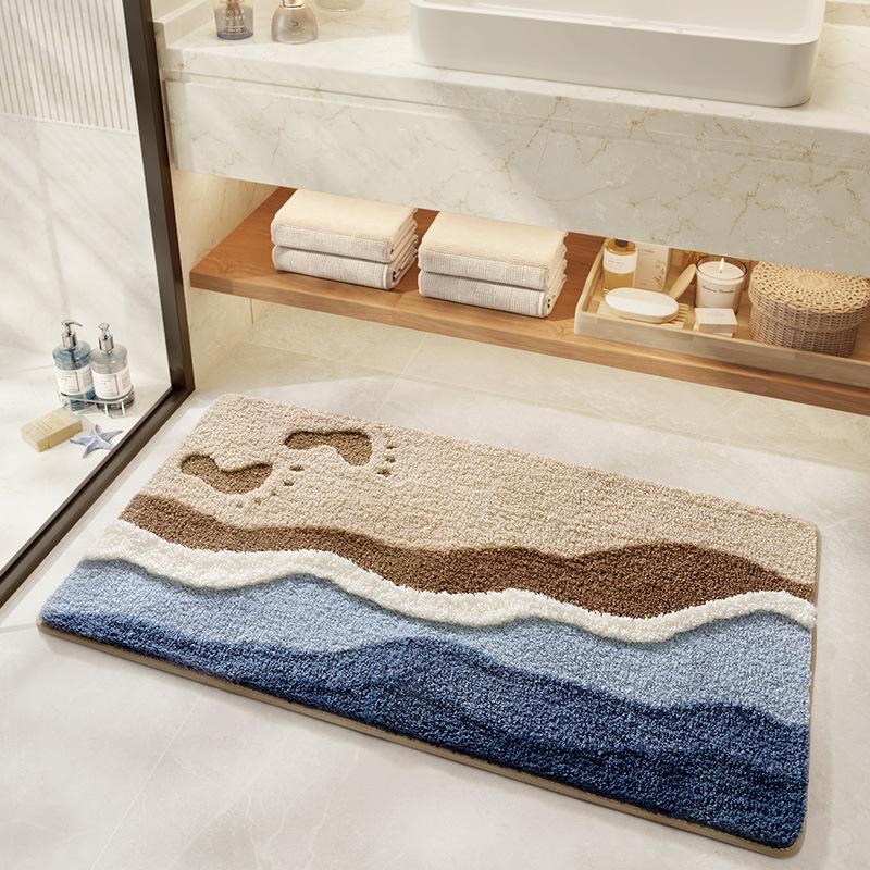 Minimalist Bathroom Mat — Long Anti-Slip Absorbent Foot Mat, Stain-Resistant Bathroom Door Mat Floor