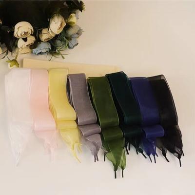 1 para 4cm szerokie sznurki do butów z organzy 80-180cm damskie sznurowadła kokardkowe płaskie jedwabne satynowe wstążki płócienne trampki sportowe sznurowadła s