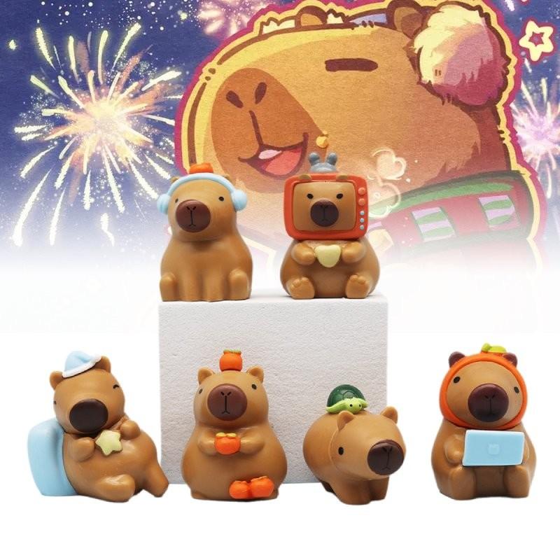 Adorable Capybara Figurine Cute Chubby Water Pig Creative Pvc Collectible Model Set