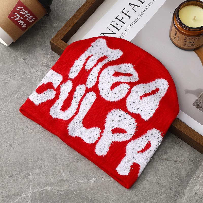 Women's Winter Rhinestone Knit Jacquard Hat - Stylish Warm Outdoor Head Wrap