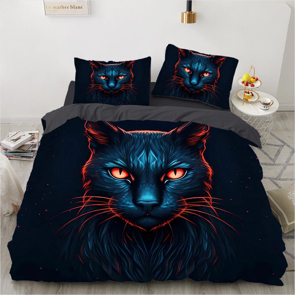 

Cat Pattern 3D Print (Set of Three) Single Double Queen Quilt Cover Pillowcase Bedding Set DE 135x200cm