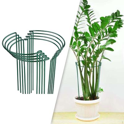 8 Pieces Garden Plant Stakes, Half Round Metal Supports for Indoor Outdoor Flowers