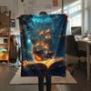 Glowing Books  Print Flannel Blanket, High Quality Comfortable for All Seasons, Home Decor, Warmth and Comfort