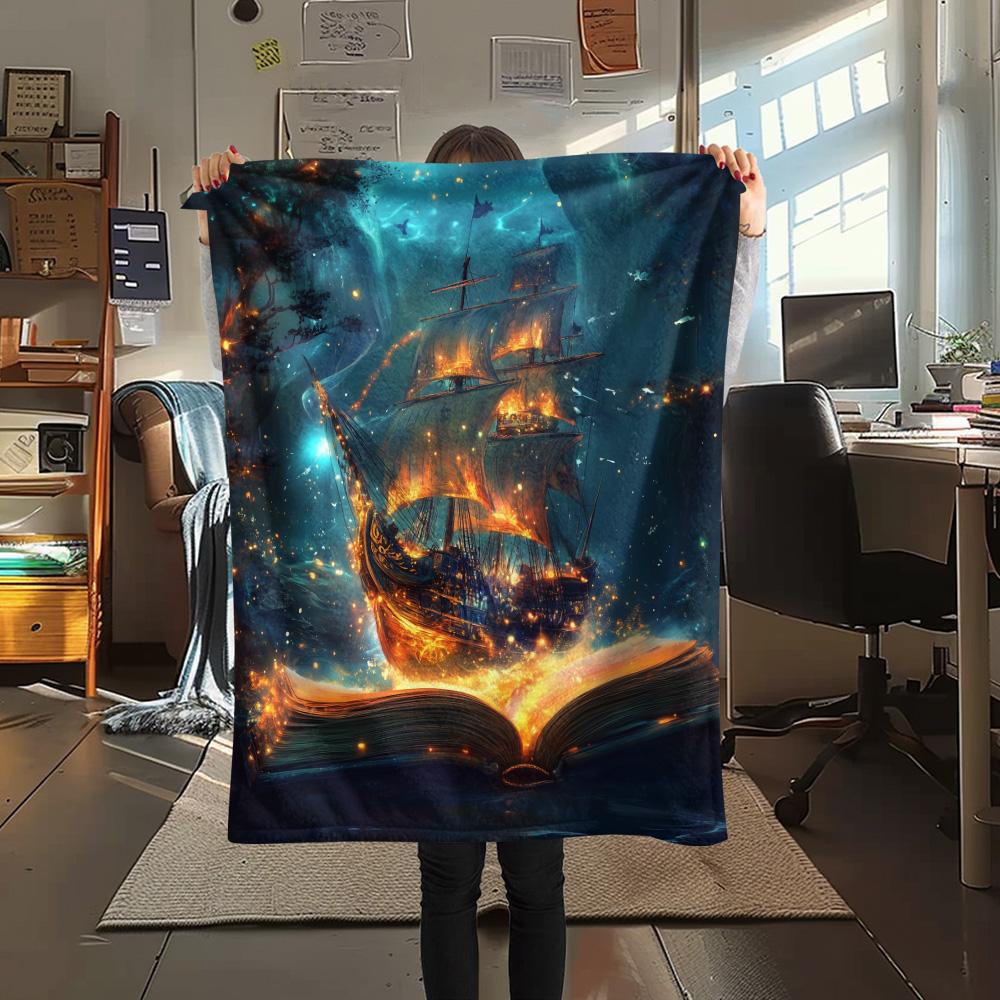 Glowing Books  Print Flannel Blanket, High Quality Comfortable for All Seasons, Home Decor, Warmth and Comfort