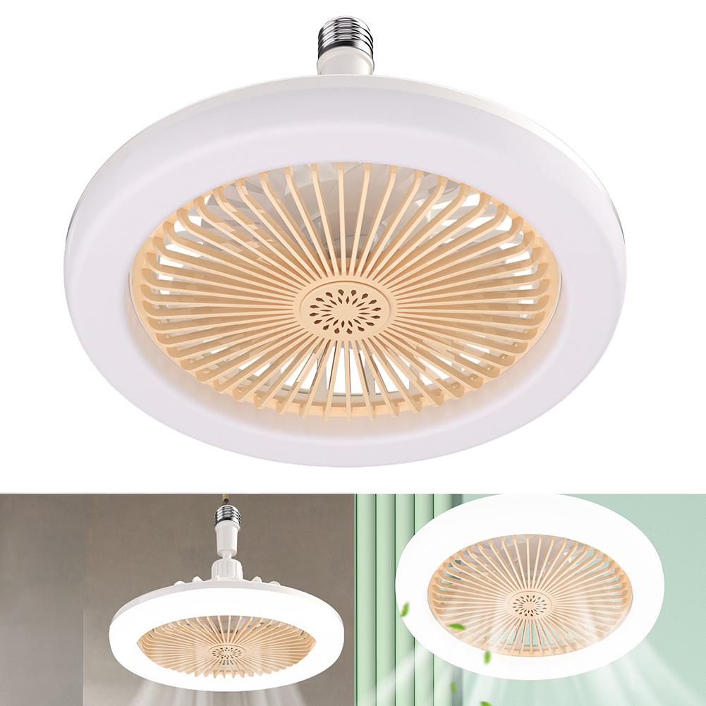 2 In 1 Silent Ceiling Fan Light with Remote Control Electric Cordless Fan Dimming Three Color Light for Home Living Room Bedroom