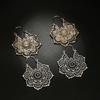 Antique Tribal Gypsy Dangle Ear stud Floral Earring Hollow Out Mandala Flower Pendant