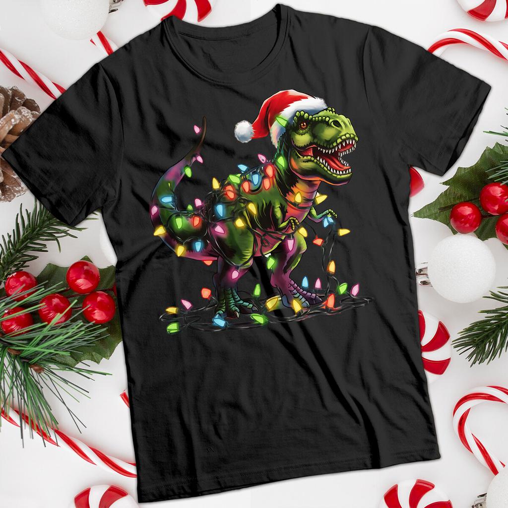 Funny Ugly Mens and Womens Dinosaur Christmas T-Shirt Tee #MC