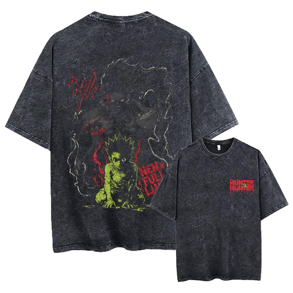 Washed Vintage Anime Hunter X Hunter T-shirt Phantom Troupe Spider Chrollo Lucilfer Merch T Shirt Men