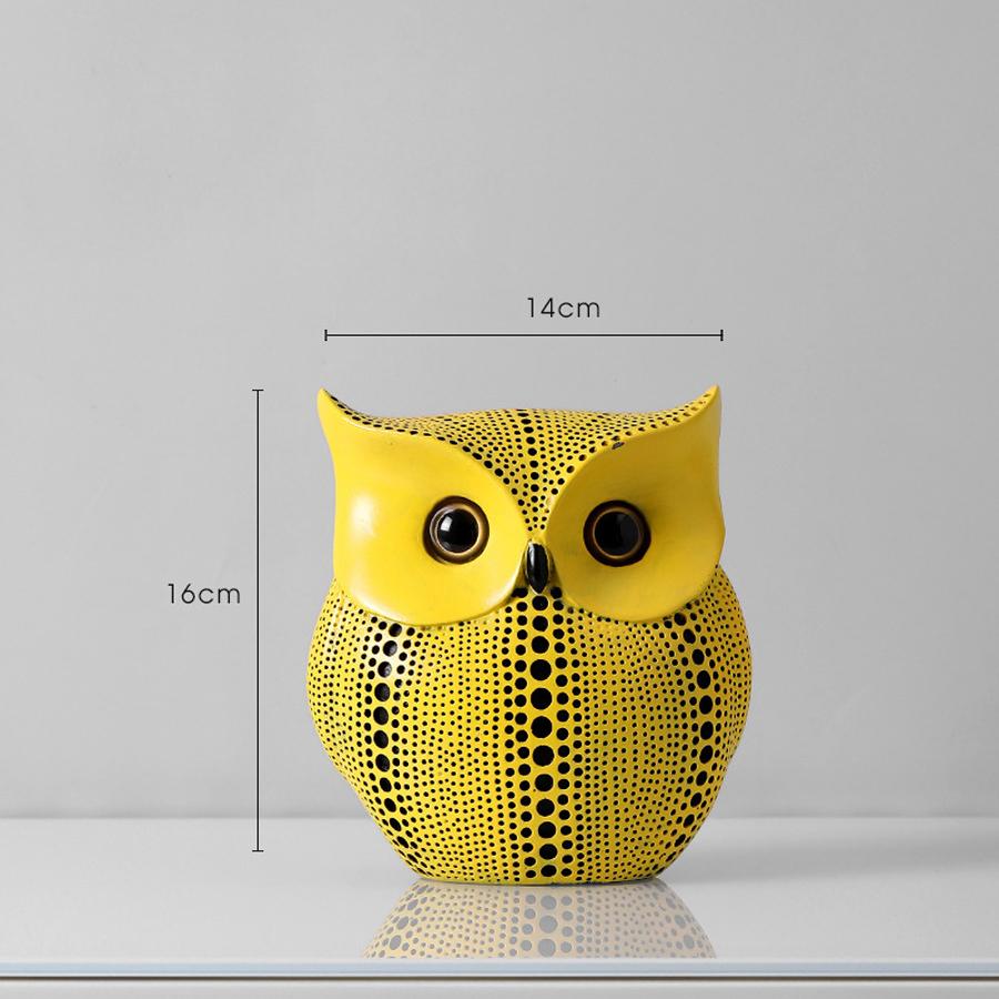 Yellow Wave Point Arts Crafts Funny Animal Owl Pumpkin Bird Statues Ornament Home Room Sculpture Desktop Decoration Figurines