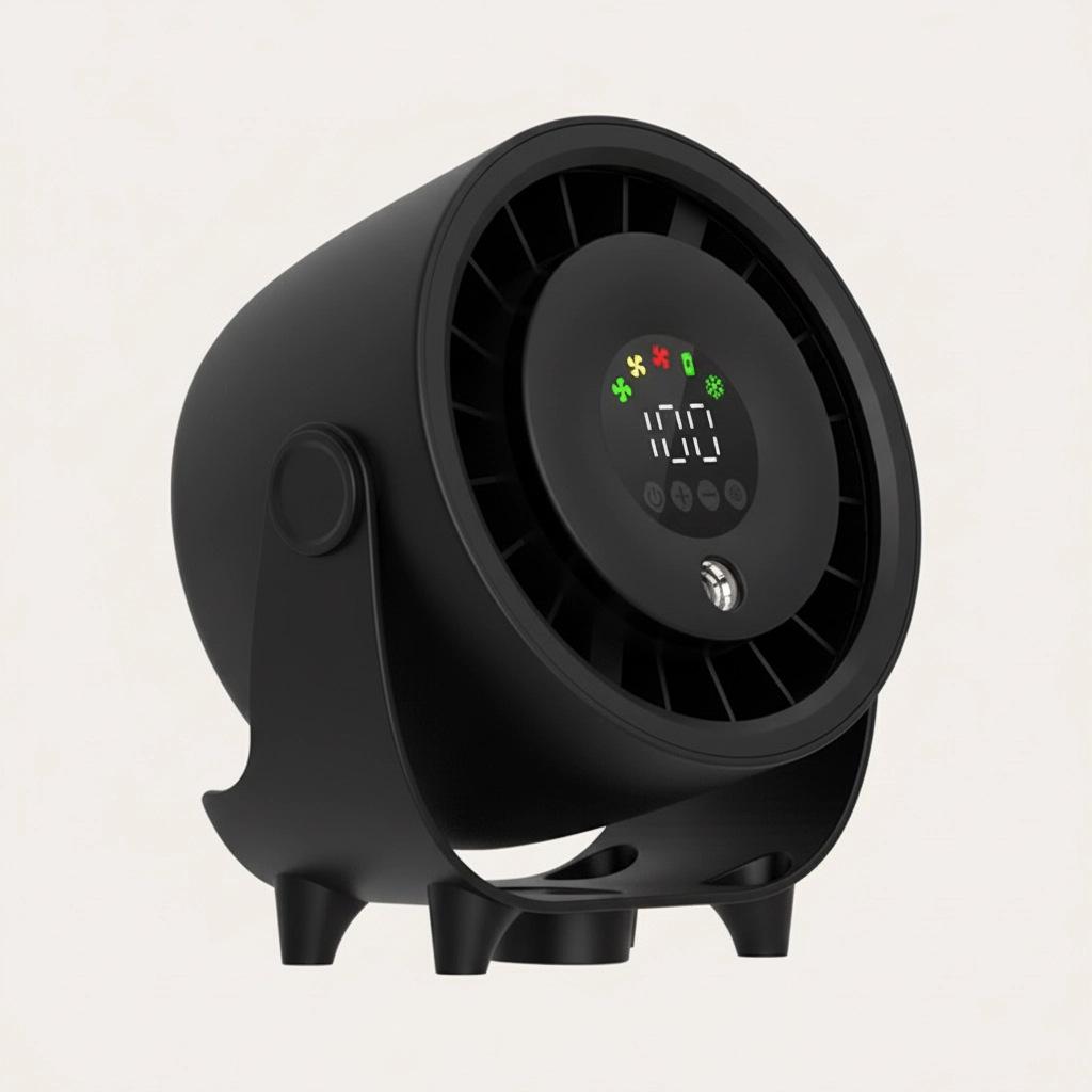 Misting Fan Humidifying Rapid Cooling Hanging Hole Low Noise Digital Display Button Controlled Speed Fine Absorbable чёрный