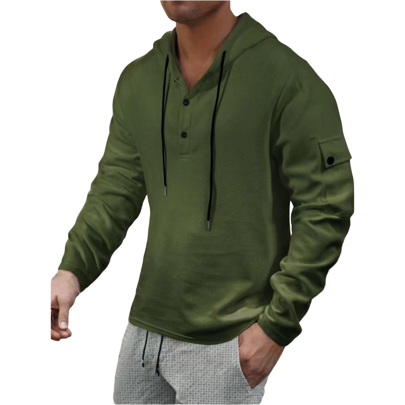 

Mens Oversized Hoodies Long Sleeve Knit Hooded Sweatshirts Fall Casual Solid Fashion Soft Athletic Pullover XL