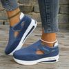 New large-sized casual single shoes for women in spring and summer, featuring flat woven breathable Velcro casual mesh