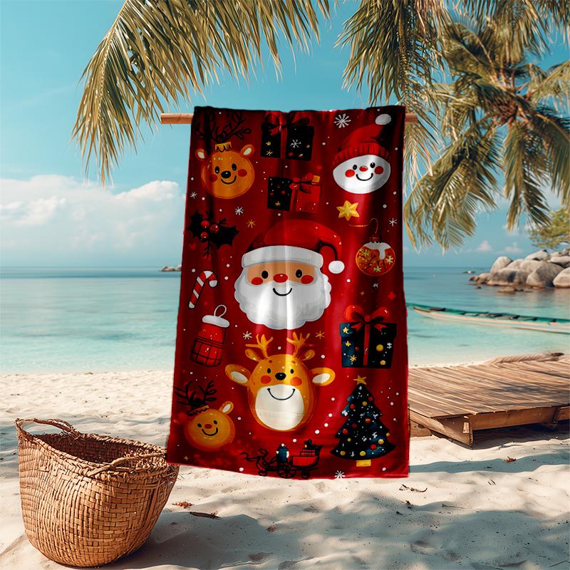 Ultra-Soft Beach Towel with Christmas Theme,Ideal for Pool - Camping, Diving - Perfect Travel Essential, Vibrant Beach Towel.