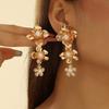 European and American Jewelry Earrings Personality Temperament Long Earrings Pearl Rhinestone Bohemian Exaggerated Flower Earrings