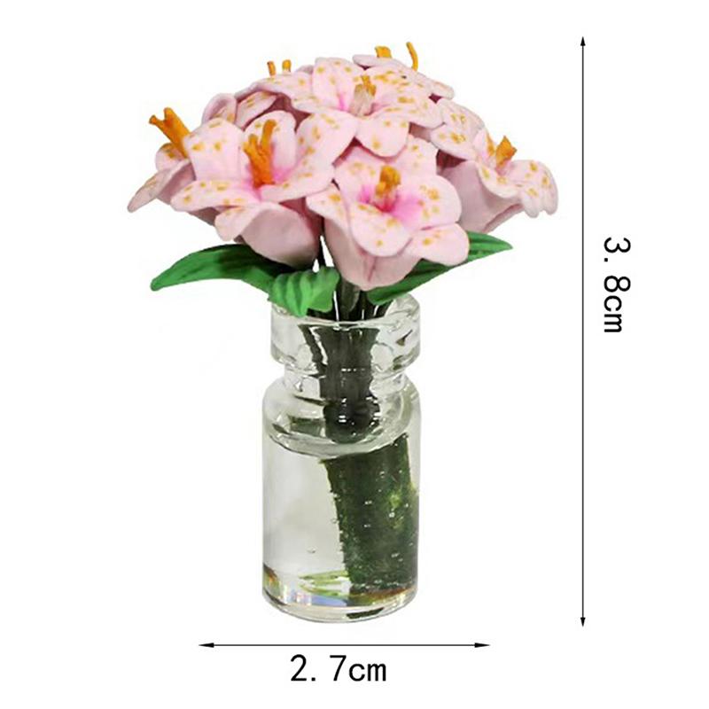 Dollhouse 1:12 Miniature Cabinet Storage Box Single Door Showcase Bookcases Potted Plant Rose Furniture Model Diy Scene Decor
