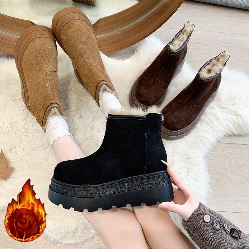 Women's soft elastic winter warm cold padded snow boots thick-soled non-slip wear-resistant outdoor leisure sports Martin cotton boots