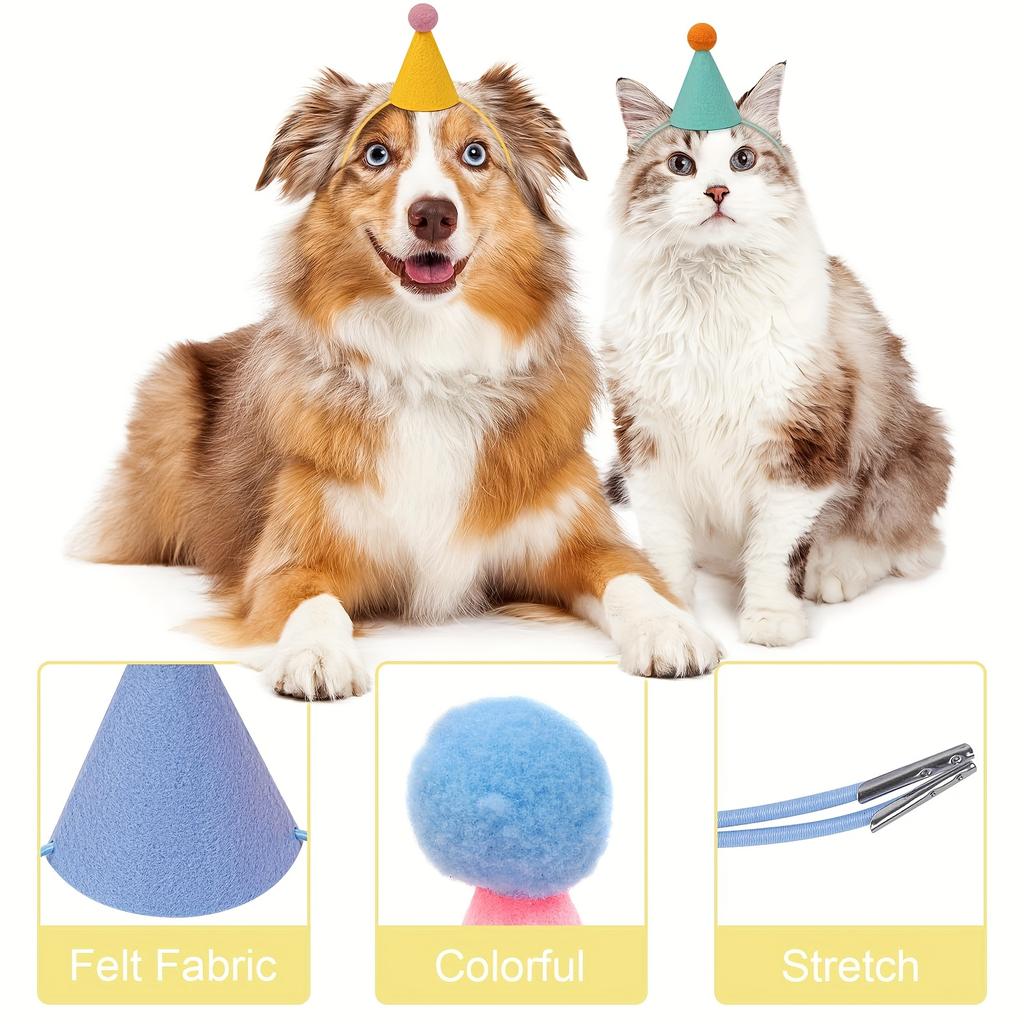 6pcs Cute Dog Birthday Outfits Cat Dog Animal Exclusive Mini Party Hat Boy Girl Pet Party Accessories for Small and Medium Dogs