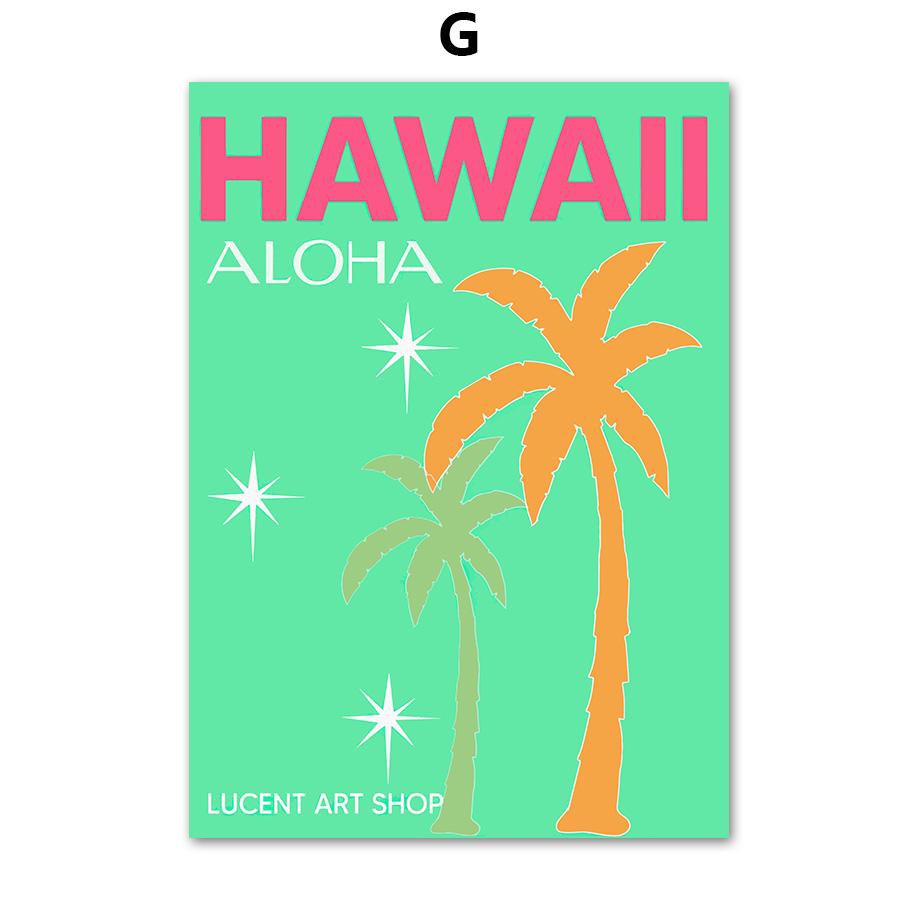 Abstract Tourism City Nordic Poster Italy Mexico Beach Palm Coral Shell Wall Art Canvas Painting Wall Pictures Living Room Decor