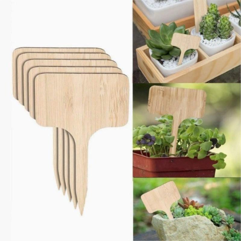 T-Type Wooded Plant Labels Eco-Friendly Garden Bamboo Tags For Seed Potted Herbs Flowers Vegetables Waterproof Signs 2026