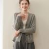 2025 Korean Style Cashmere V-Neck Mélange Sweater Cardigan for Women