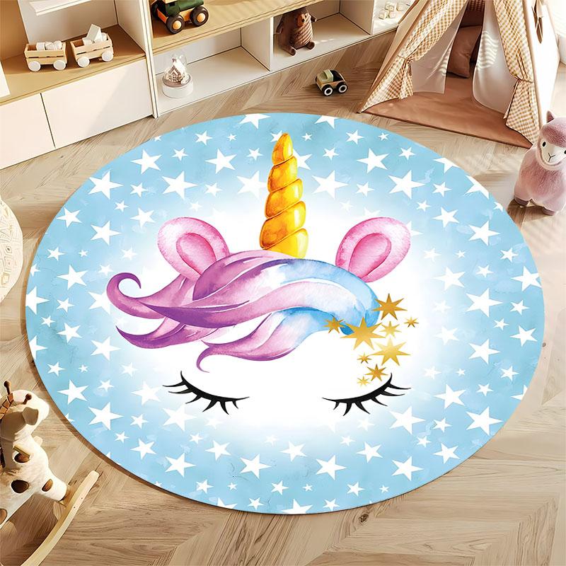 Free Shipping! Magical Unicorn Starry Kids' Room Rug All Seasons Mats Round Carpet for Home Sofa Bedroom, Gift