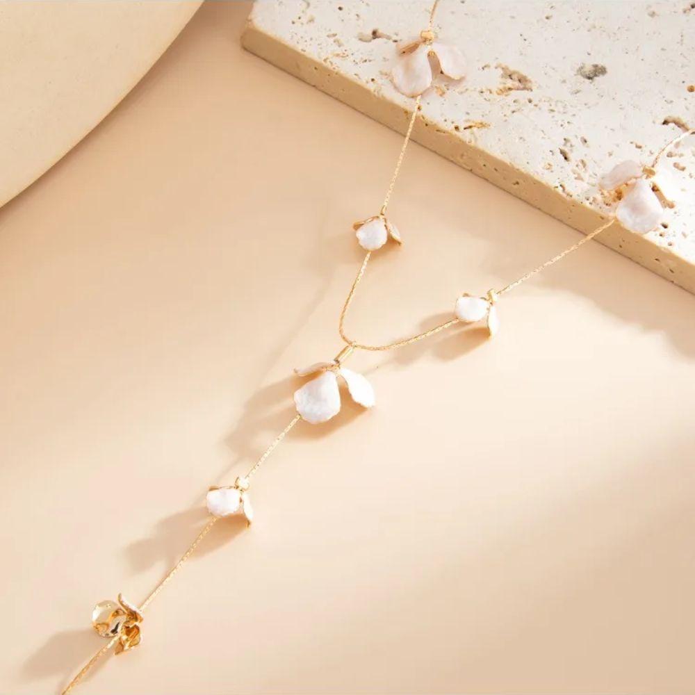 Irregular Design Long Necklace Hammered Texture Y-shaped Necklace Collarbone Chain  Elegant Design
