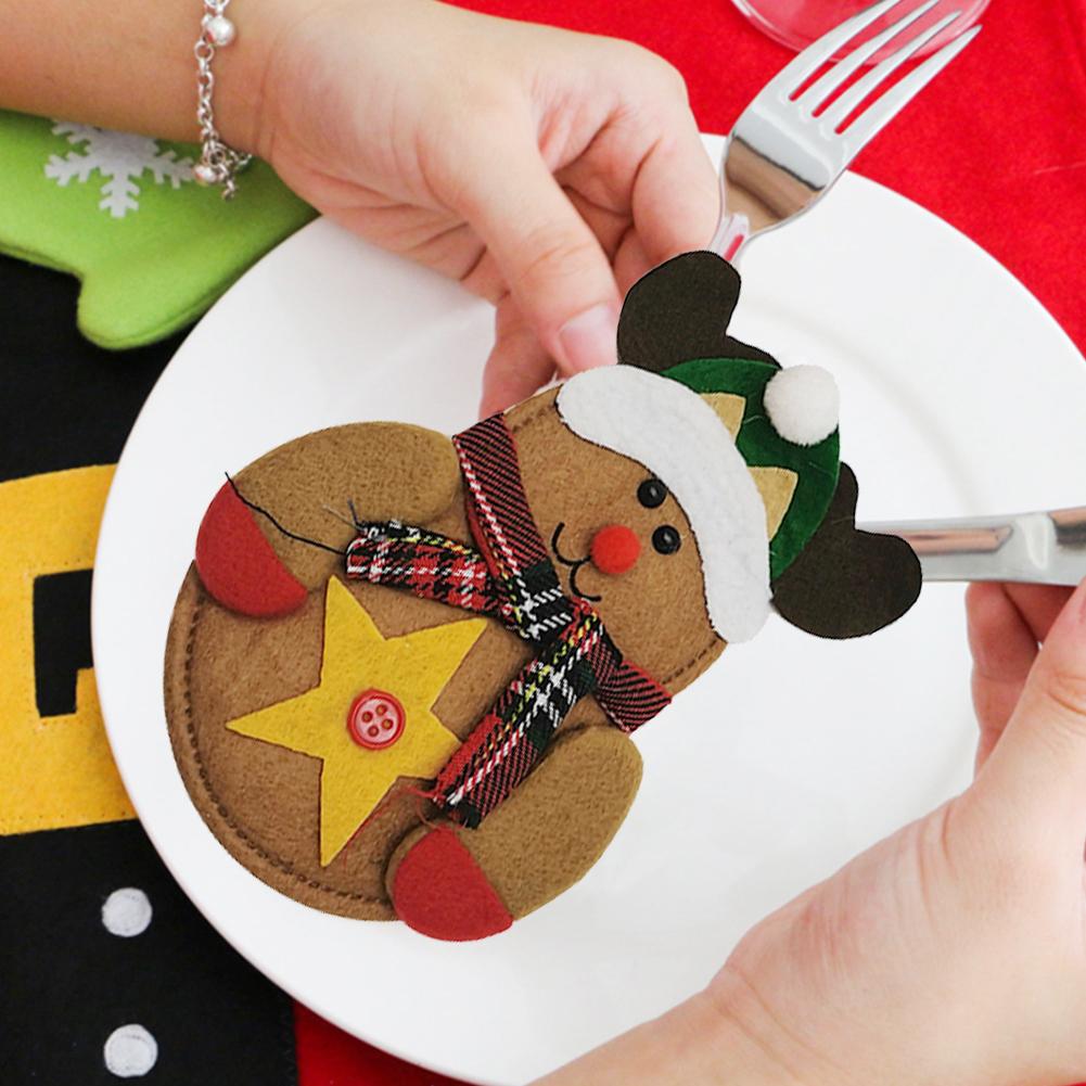 3pcs Christmas Decoration Supplies Restaurant Hotel Decoration Snowman Knife and Fork Bag Creative Tableware Set Christmas Decor