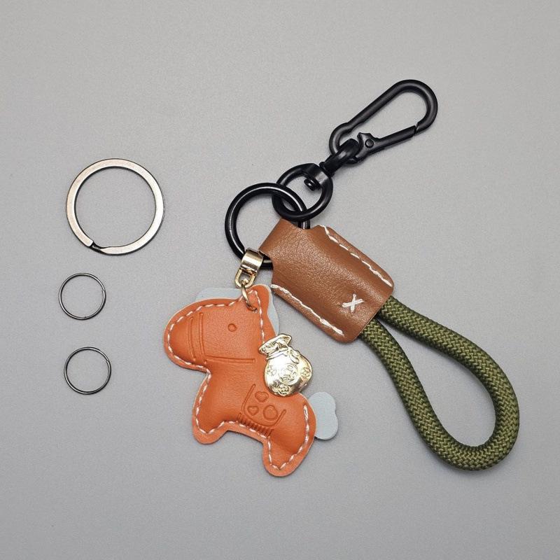 Exquisite Hand-Woven Cartoon Leather Rope Keychain