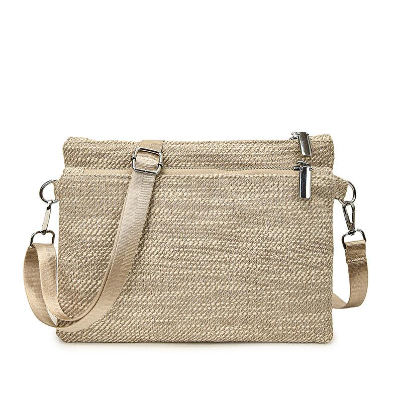 Canvas clutch bag women's new simple trend casual fashion solid color shoulder crossbody small square bag women