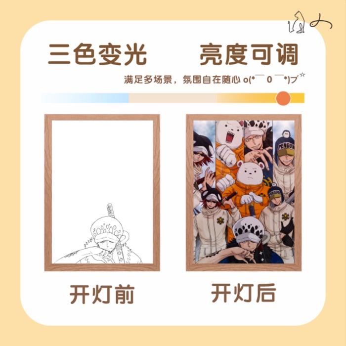 One Piece Light Painting Luffy Zoro Figure USB Night Lamp