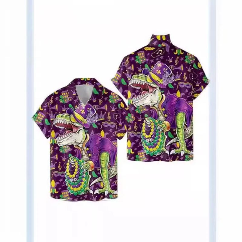 2024 Summer New Large Men's Fashion Digital Printed Hawaiian Short Sleeved Shirt