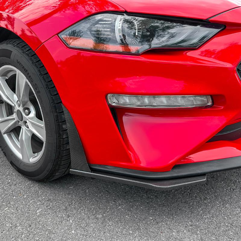 Car Front Wrapping Corner for Ford Mustang MK6.5 2018- SIDE BUMPER Turning Splitter Protection Auto Body Kit Car Accessories