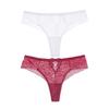 2Pcs/Lot Water-soluble Lace Women Panties Hollow G Strings Embroidery Thongs Low Waist Half Wrapped Hip T-Shaped Bikini Underpants