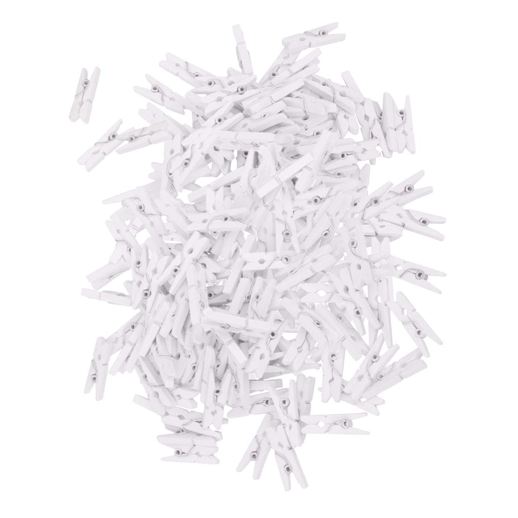 100 Pieces 25mm Plain White Mini Wooden Clips Clothespins Photo Paper Craft for Wedding
