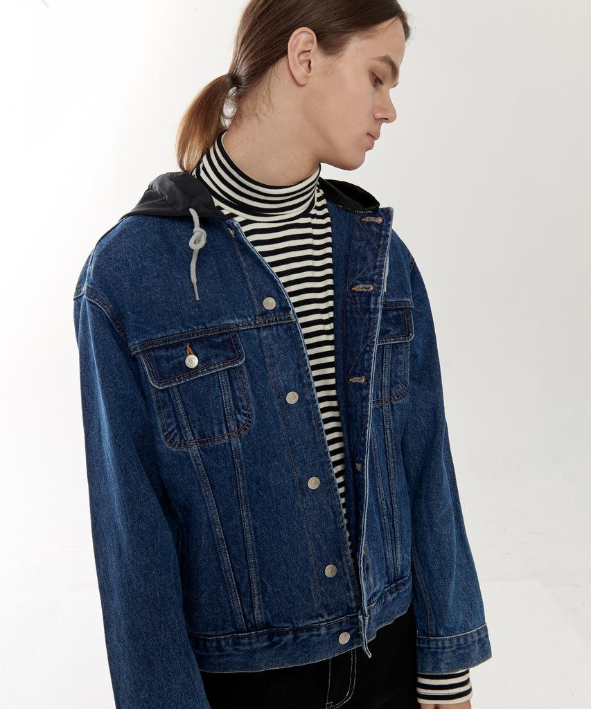 Newbie 19F/W Hooded Denim Jacket (Deep Blue)