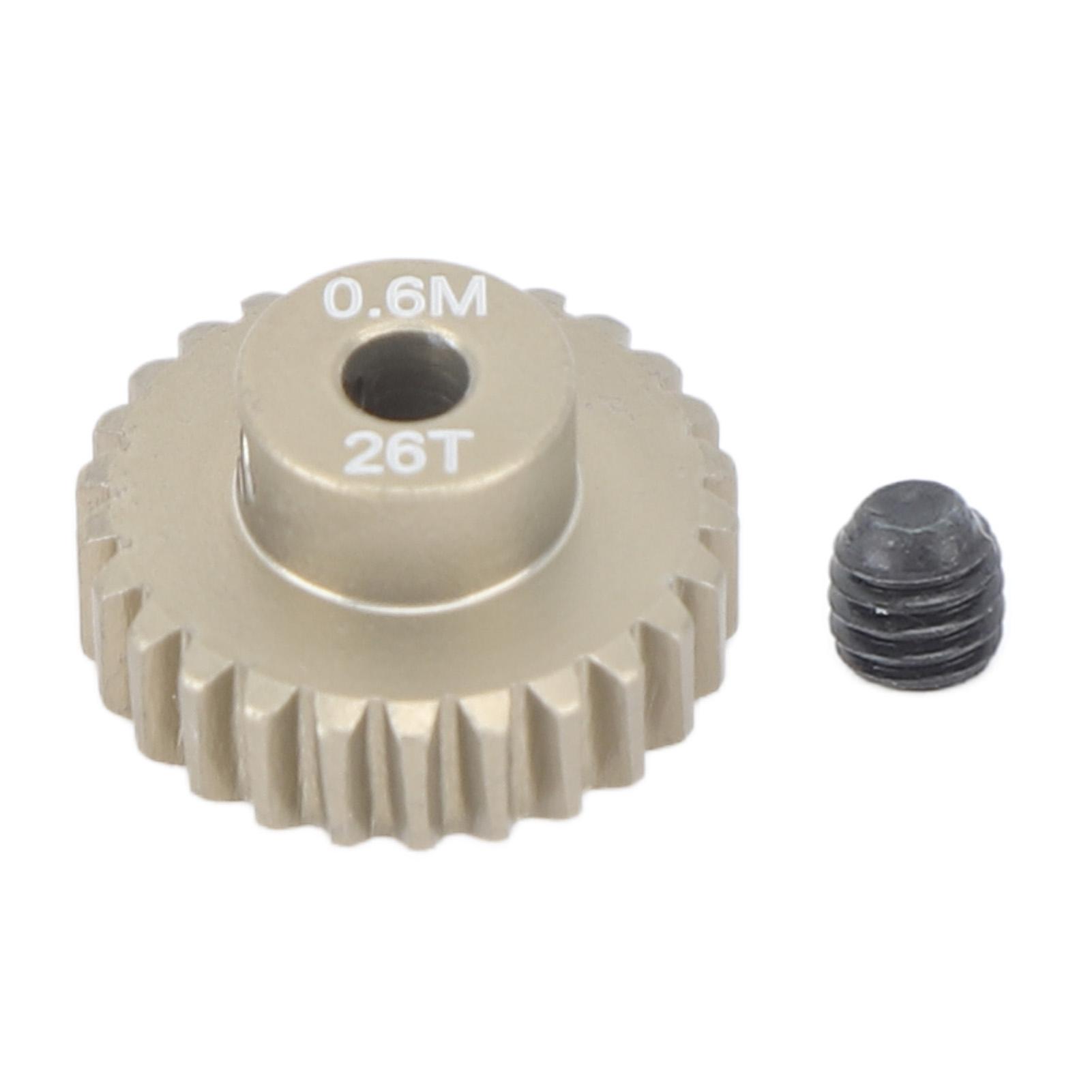 

Pinion Gear Aluminum Alloy 3.175mm 0.6M High Strength Universal Fit for 1 8 1 10 RC Crawler Car 26T