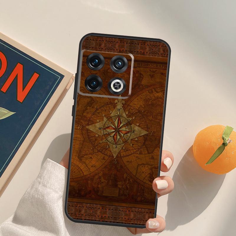 World Map Compass Nautical Case For OnePlus Nord 5 CE 2 3 4 Lite N20 N30 OnePlus 15 13 12 11 13T 10T 10R 12R 13R Cover