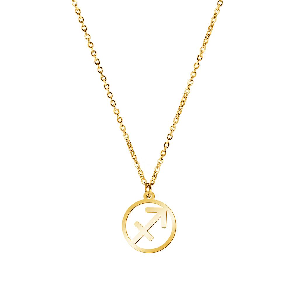 Cazador Zodiac Pendant Necklace for Women 12 Constellation Aries Pisces Gemini Chocher Stainless Steel Jewelry Gold Color Gifts
