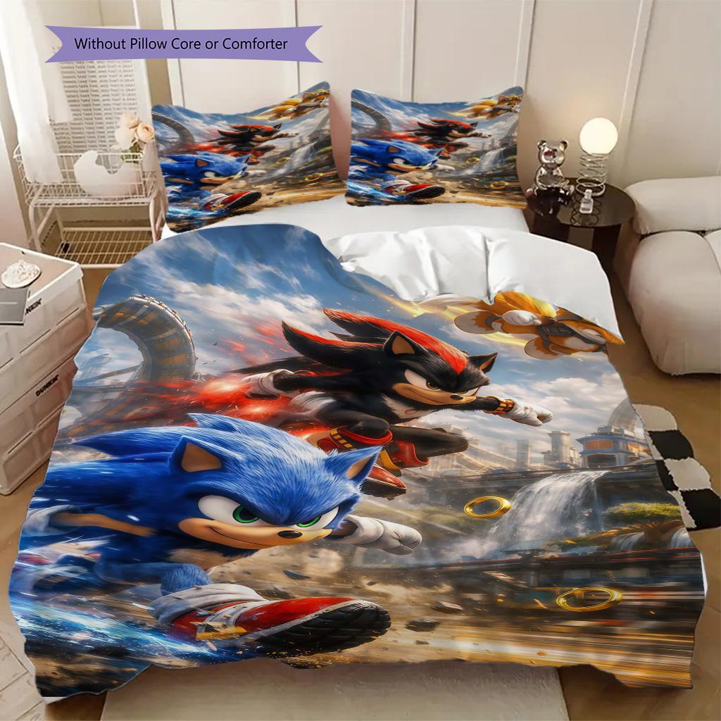 Sonic Classic Cartoon Duvet Cover | King, Queen, Full, Twin, Anime Cartoon Bedding Set Gift LXRa43