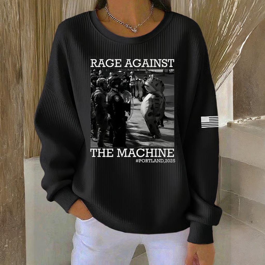 Women's Loose Comfortable Casual And Fashionable Round Neck Pattern Long Sleeved Sweatshirt