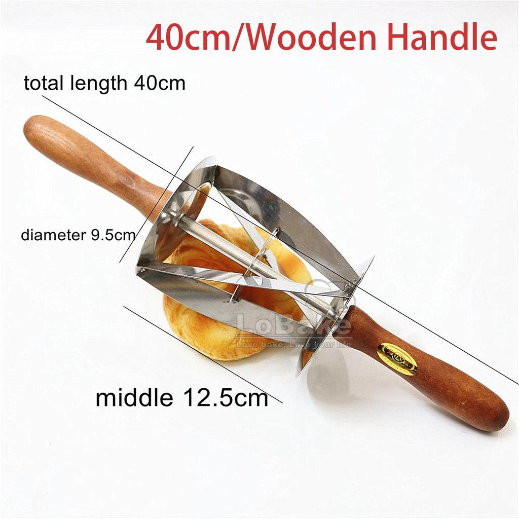 Edelstahl Croissant Maker Trigon Rollmesser Teigschneider Pizza mit Holz- und Kunststoffgriff DIY Backzubehör