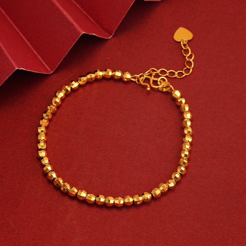 Chinese Style Bamboo Bracelet In Sand Gold & Silver, Long-Lasting Shine, Simulated Gold Finish.