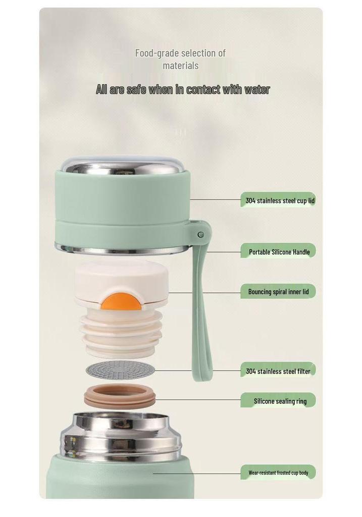 High-Capacity Insulated Water Bottle for Men and Women, 316 Stainless Steel, Portable Office Tea Infuser Cup