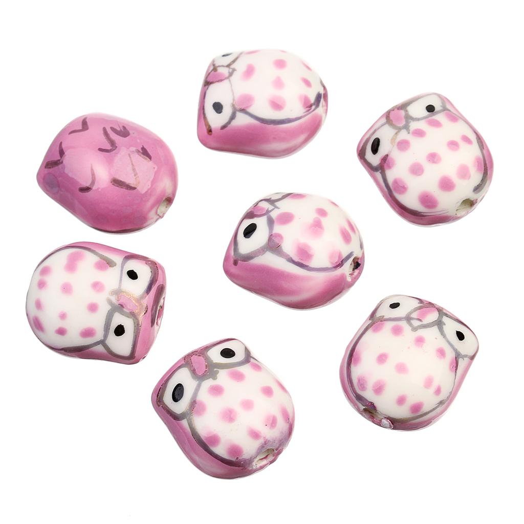 5Pcs Owl Ceramic Beads Colorful Cute Animal Loose Beads for Jewelry Making Accessories DIY Bracelet Necklace Keychain Charms