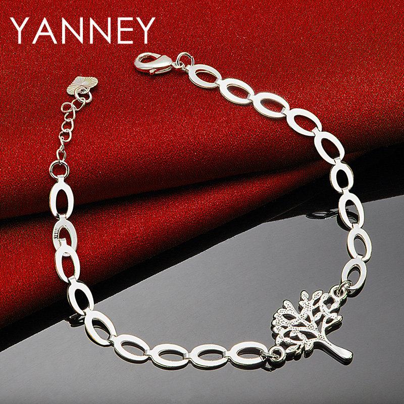 New 925 Silver 8 Inches Classic Tree of Life Bracelet For Women Charm Jewelry Accessories Wedding Party