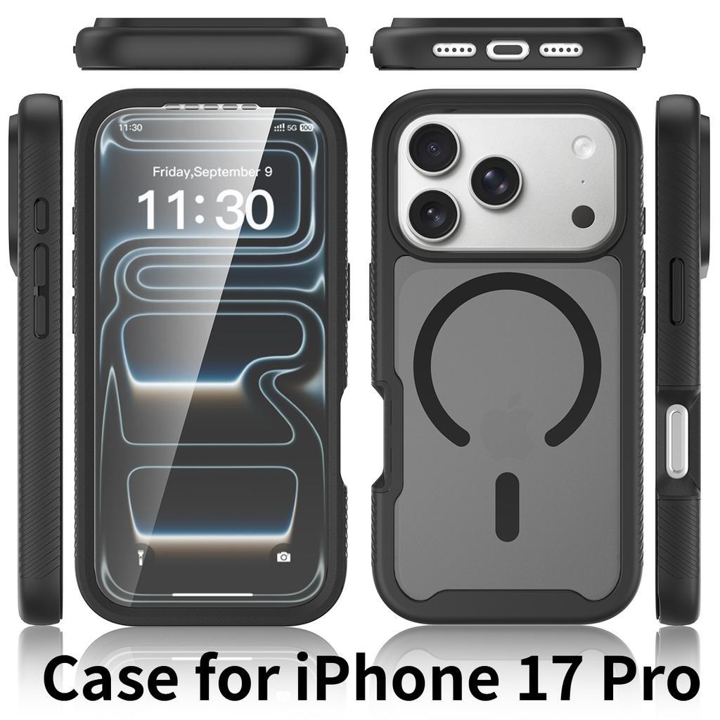 PET Screen Protector Skin Feel Magnetic Phone Case For iPhone 17 Pro Max Air TPU Frame Translucent Frosted Acrylic Cover Fundas