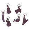 7PCS Cowhide Musical Instrument Keychains Mini Guitar Violin Horn Bass Piano Harp Keyring Set