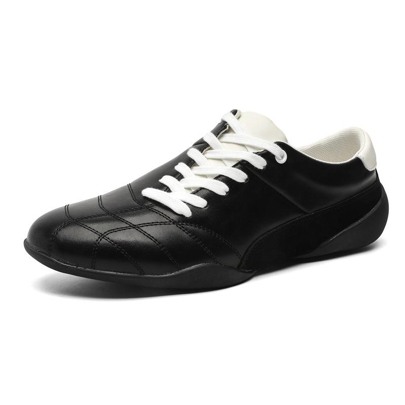 Men'S Vintage Retro Running Sneakers Round Toe Lace-Up Low Top Flat Leather Derbys American Style Commuter Shoes Trendy New
