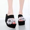 Women Slippers Summer Outside Travel Non Slip Cool High Heels Beach Sandals Flower Ladies Shoes Comfortable
